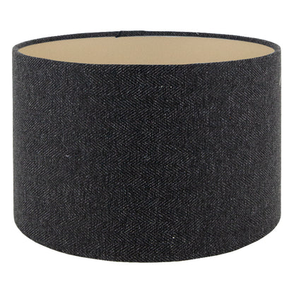 Dark Grey Herringbone Drum Lampshade