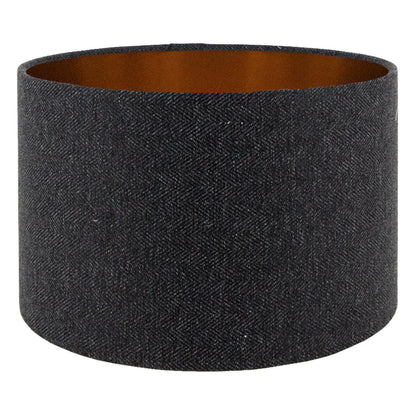 Dark Grey Herringbone Drum Lampshade