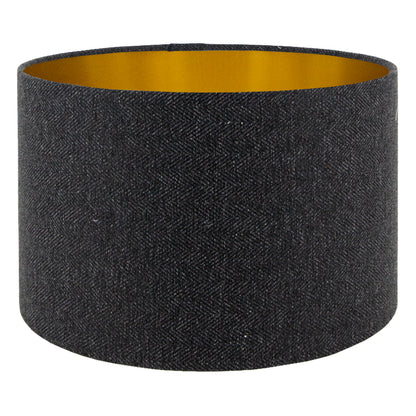Dark Grey Herringbone Drum Lampshade