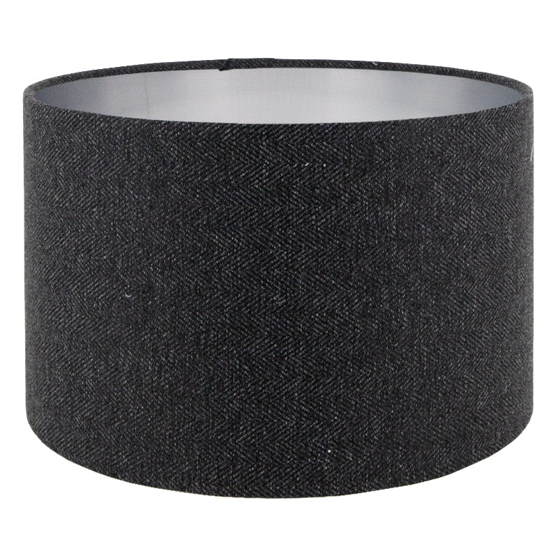 Dark Grey Herringbone Drum Lampshade