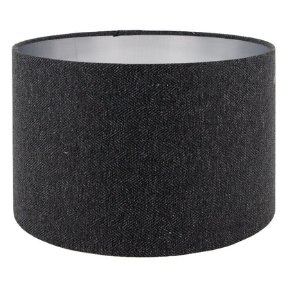 Dark Grey Herringbone Drum Lampshade