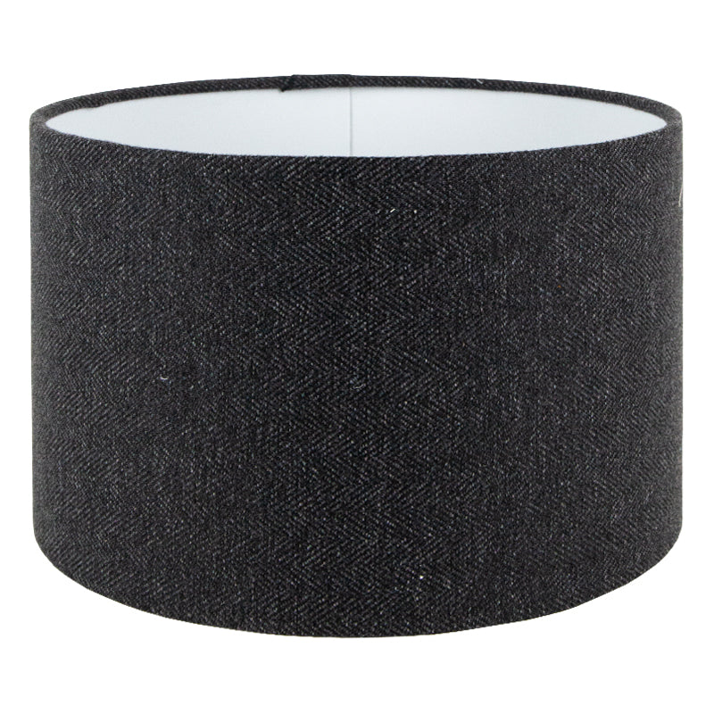 Dark Grey Herringbone Drum Lampshade