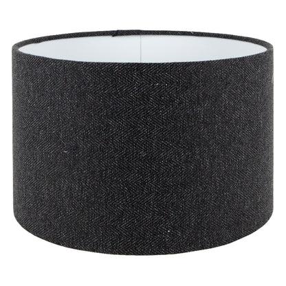 Dark Grey Herringbone Drum Lampshade