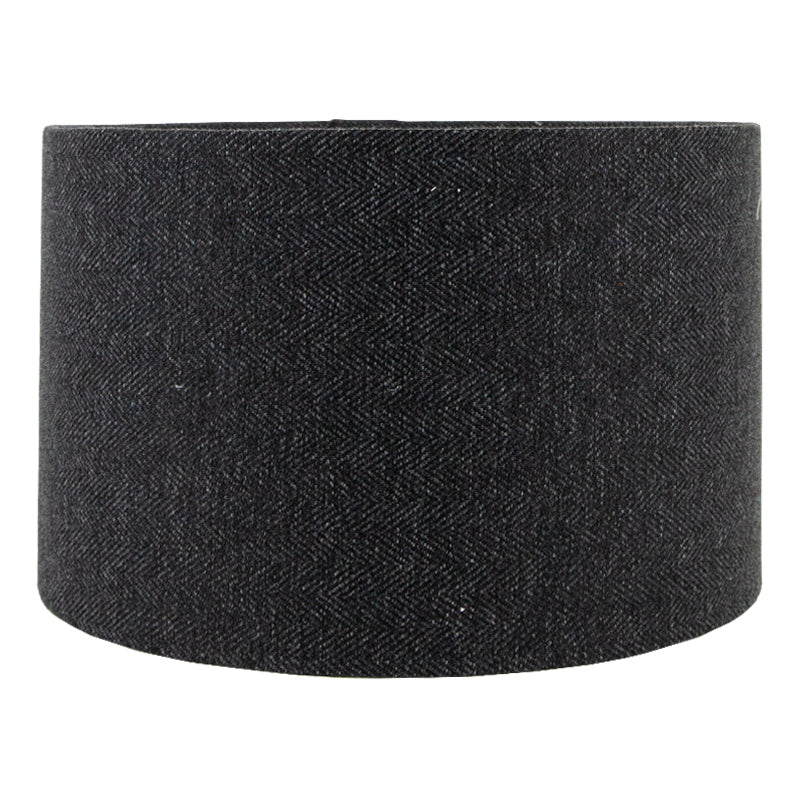 Dark Grey Herringbone Drum Lampshade