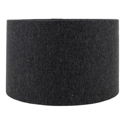 Dark Grey Herringbone Drum Lampshade