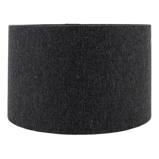 Dark Grey Herringbone Drum Lampshade