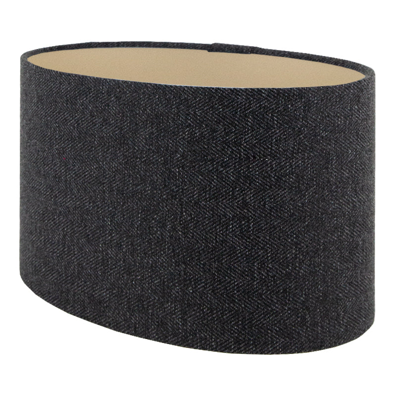 Dark Grey Herringbone Oval Lampshade