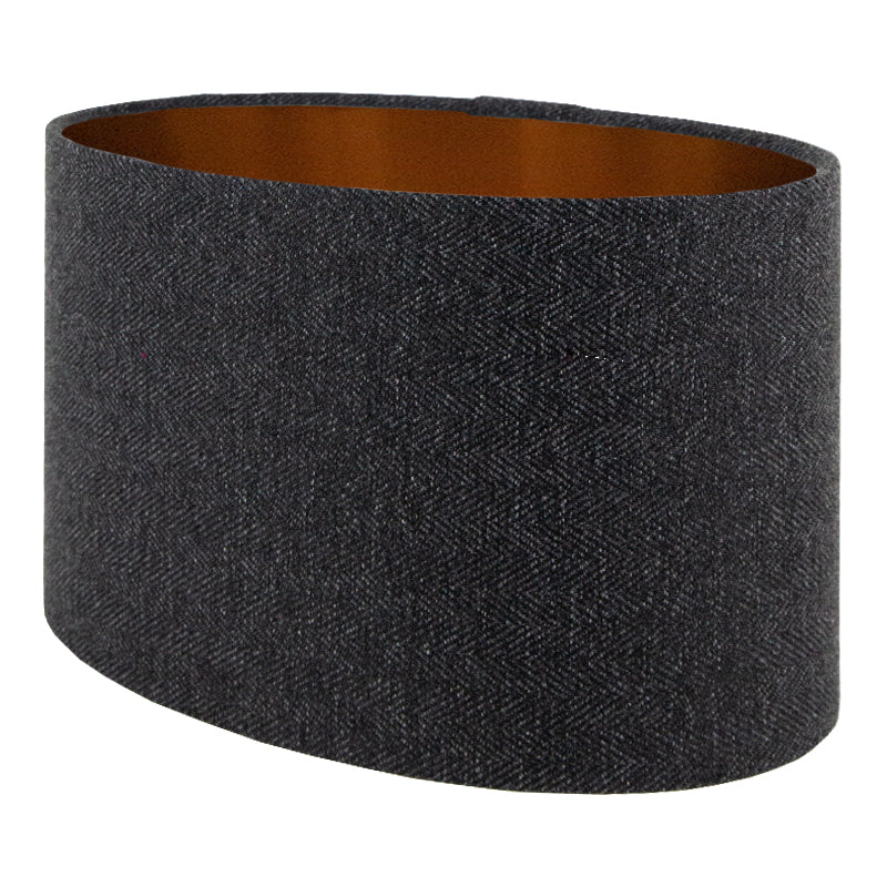 Dark Grey Herringbone Oval Lampshade