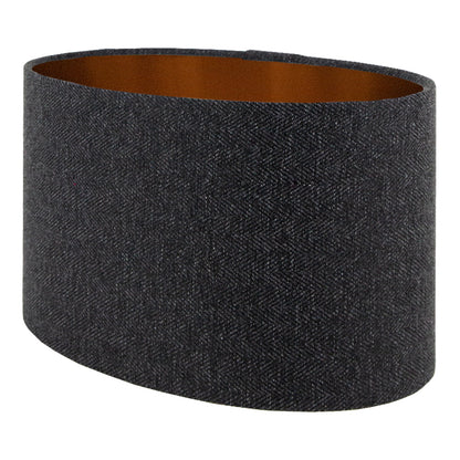Dark Grey Herringbone Oval Lampshade