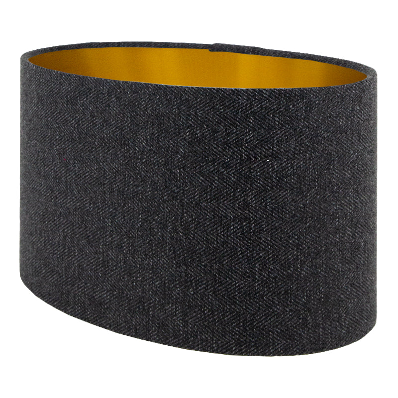 Dark Grey Herringbone Oval Lampshade