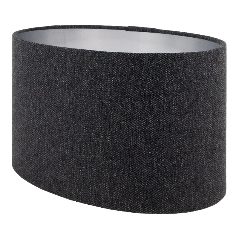 Dark Grey Herringbone Oval Lampshade