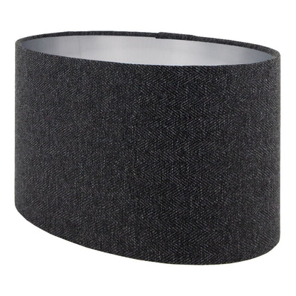 Dark Grey Herringbone Oval Lampshade