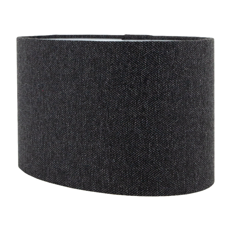 Dark Grey Herringbone Oval Lampshade