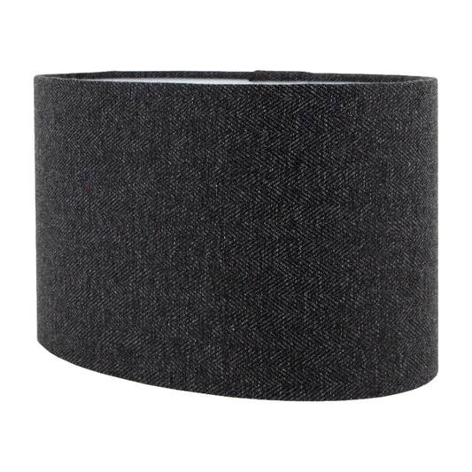 Dark Grey Herringbone Oval Lampshade