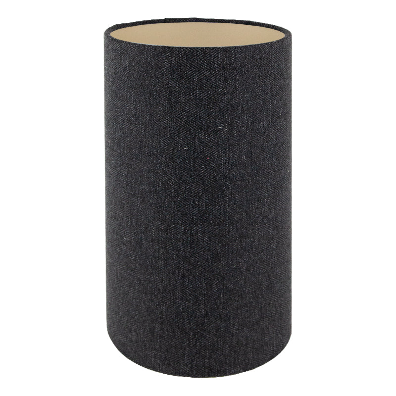 Dark Grey Herringbone Tall Drum Lampshade