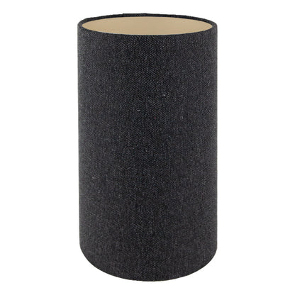 Dark Grey Herringbone Tall Drum Lampshade
