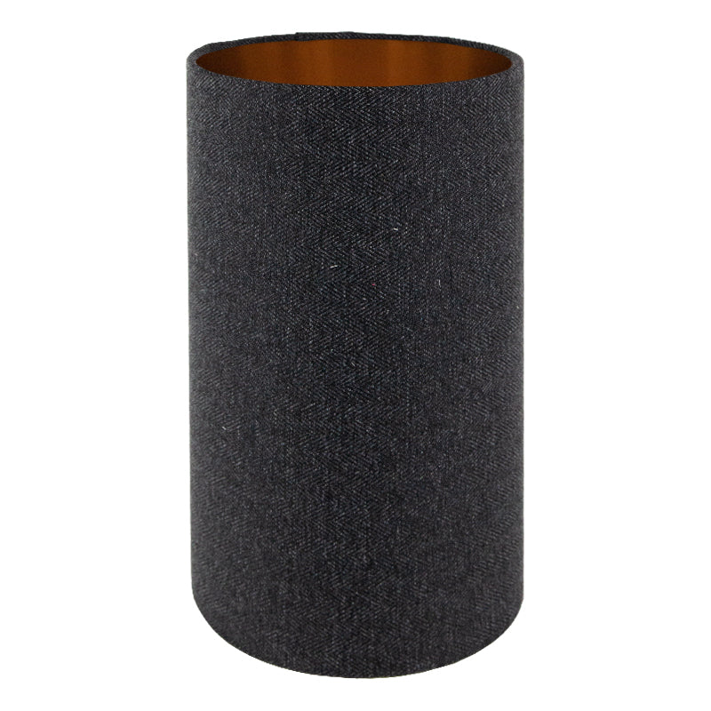 Dark Grey Herringbone Tall Drum Lampshade