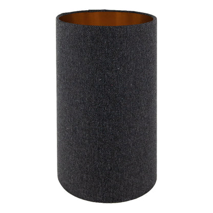 Dark Grey Herringbone Tall Drum Lampshade