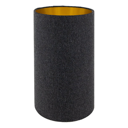 Dark Grey Herringbone Tall Drum Lampshade