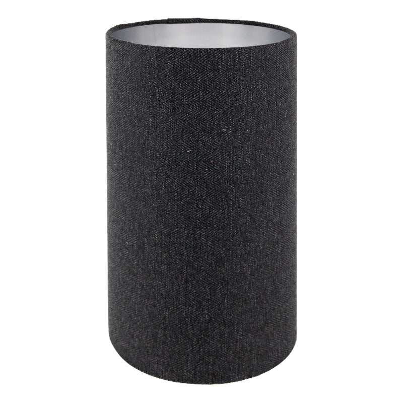 Dark Grey Herringbone Tall Drum Lampshade