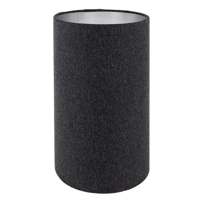 Dark Grey Herringbone Tall Drum Lampshade