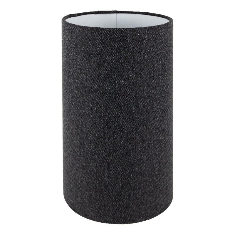 Dark Grey Herringbone Tall Drum Lampshade