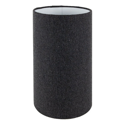 Dark Grey Herringbone Tall Drum Lampshade
