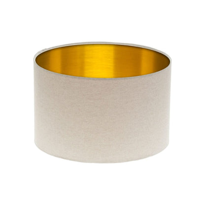 Light Beige Drum Lampshade Brushed Gold Inner