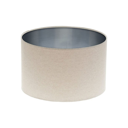 Light Beige Drum Lampshade Brushed Silver Inner