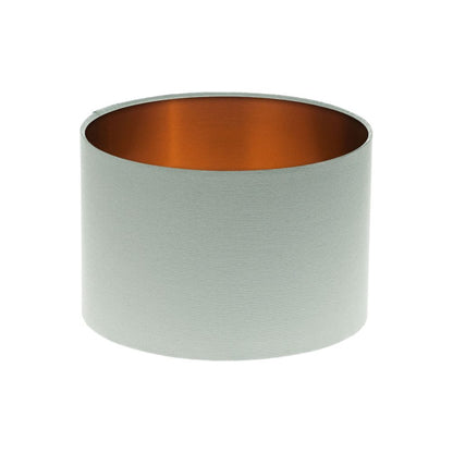 Light Grey Drum Lampshade Brushed Copper Inner