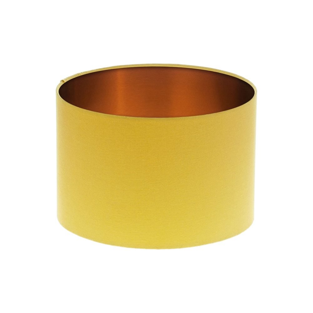 Mustard Yellow Drum Lampshade Brushed Copper Inner