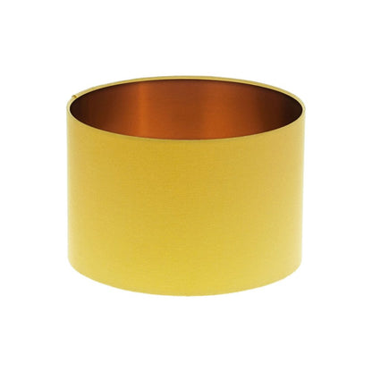Mustard Yellow Drum Lampshade Brushed Copper Inner