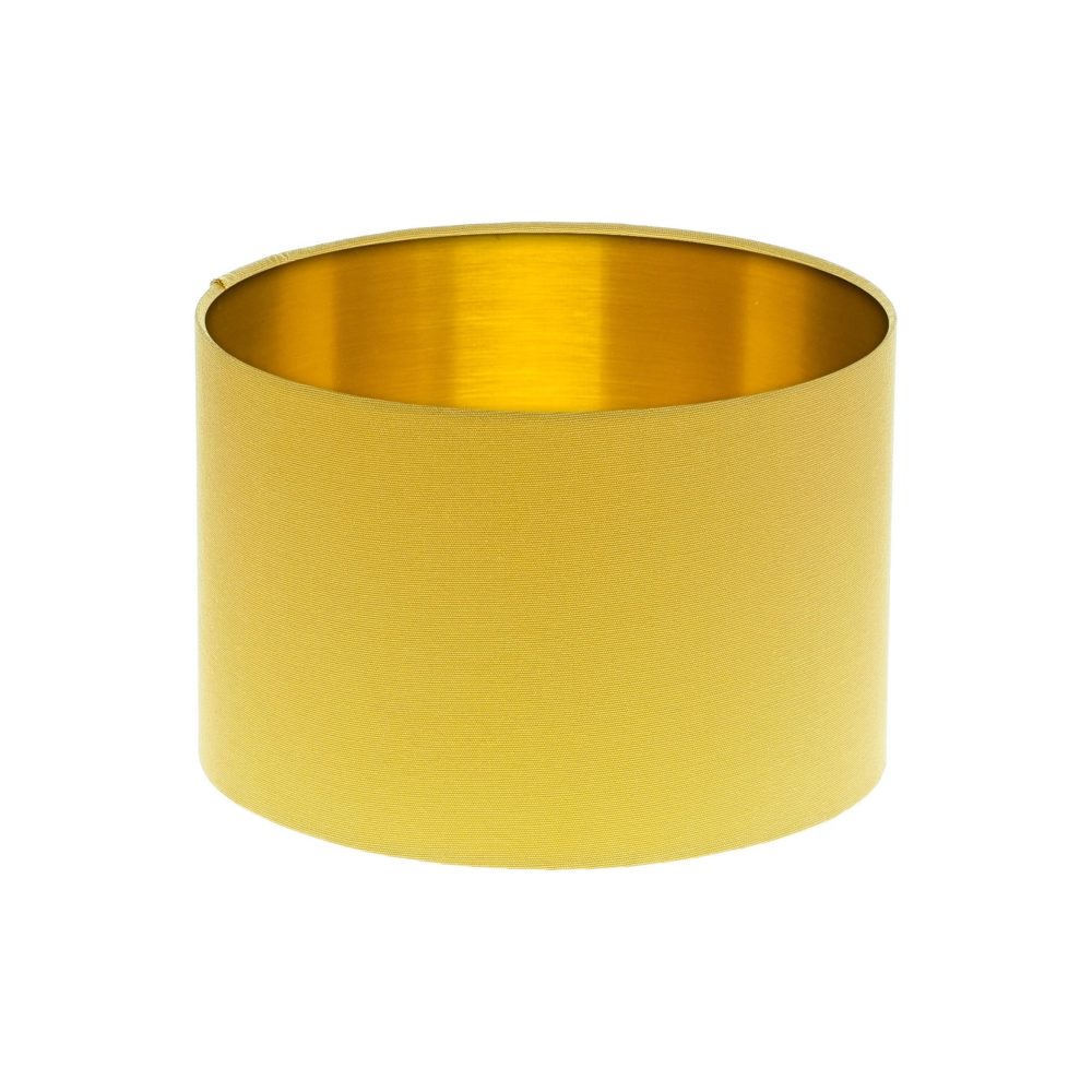 Mustard Yellow Drum Lampshade Brushed Gold Inner