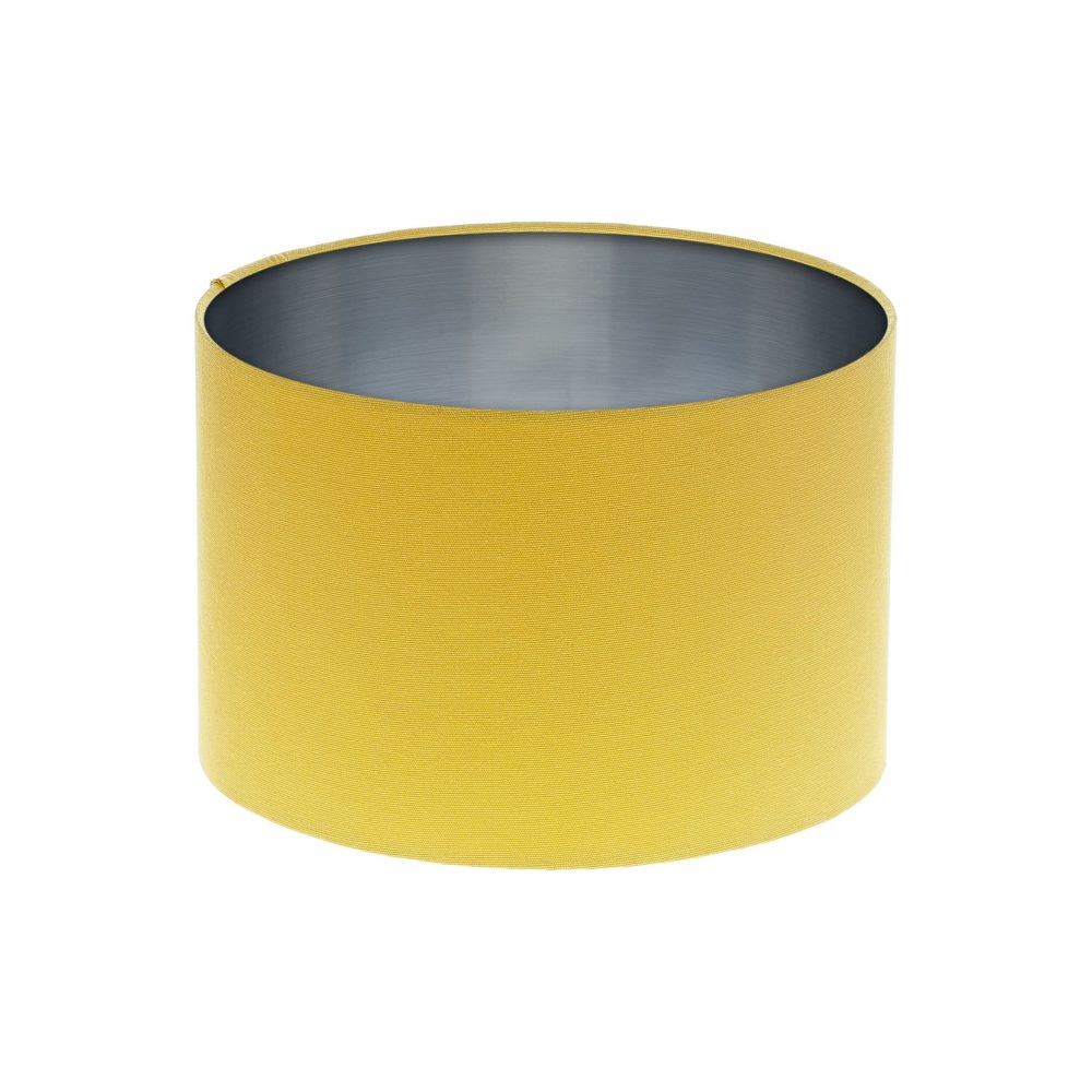 Mustard Yellow Drum Lampshade Brushed Silver Inner