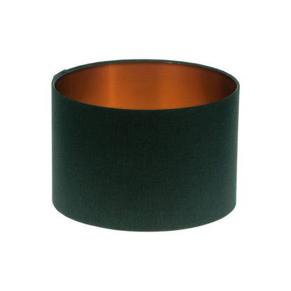 Dark Navy Blue Drum Lampshade Brushed Copper Inner