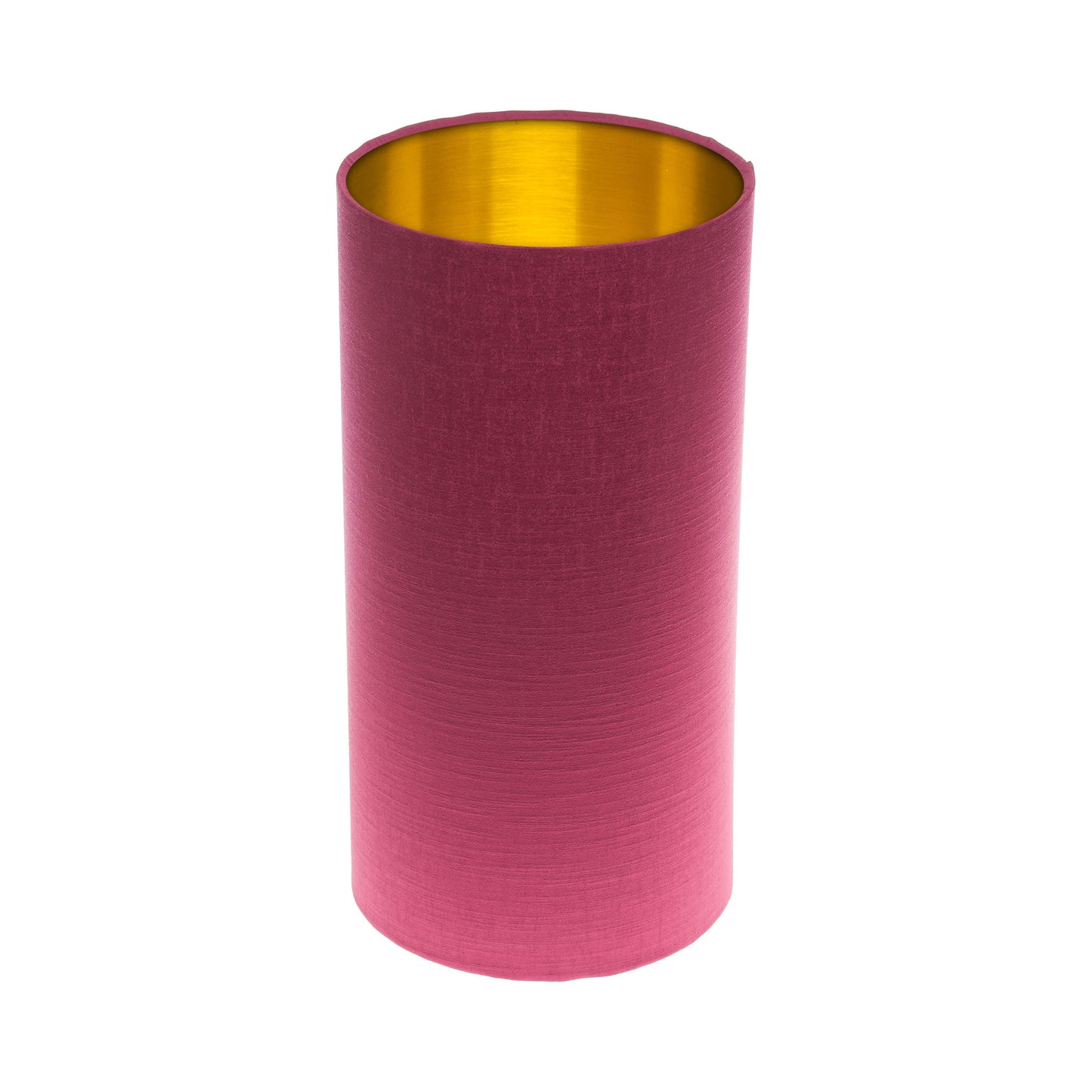 Pink Satin Tall Drum Lampshade Brushed Gold Inner