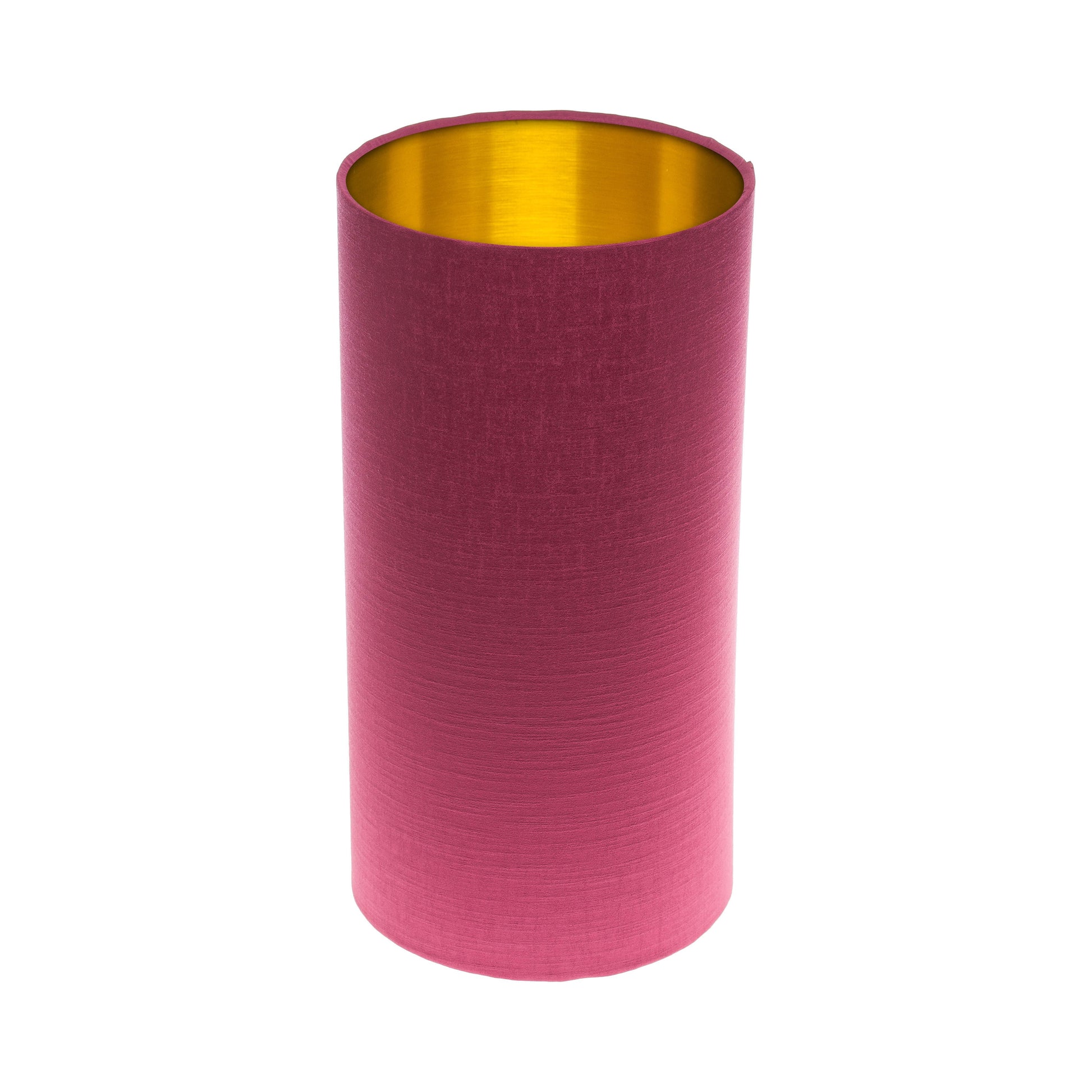 Pink Satin Tall Drum Lampshade Brushed Gold Inner