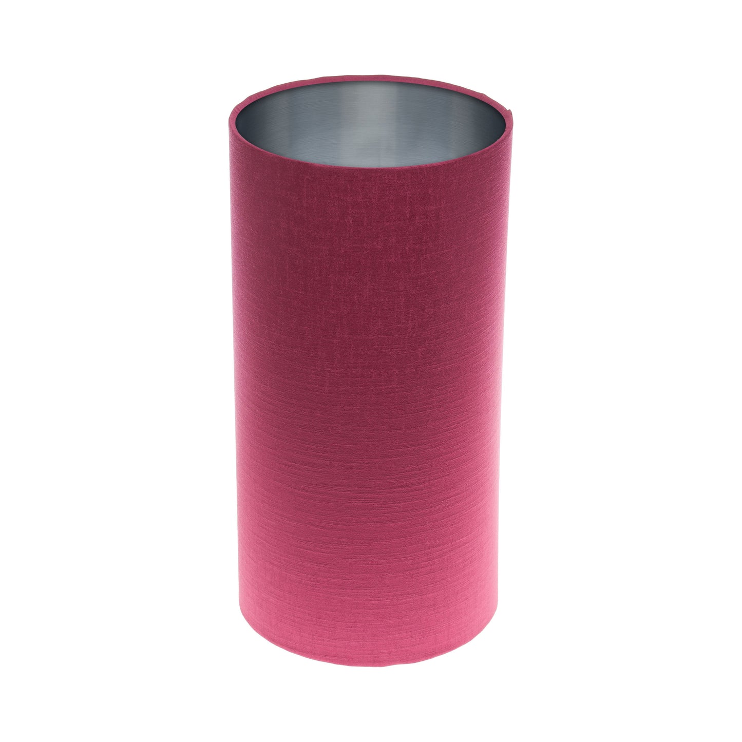 Pink Satin Tall Drum Lampshade Brushed Silver Inner