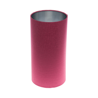 Pink Satin Tall Drum Lampshade Brushed Silver Inner