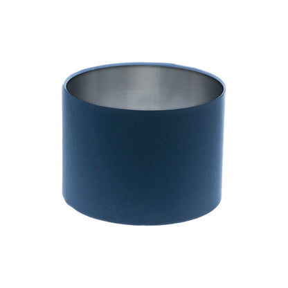 Regal Blue Drum Lampshade Silver Inner