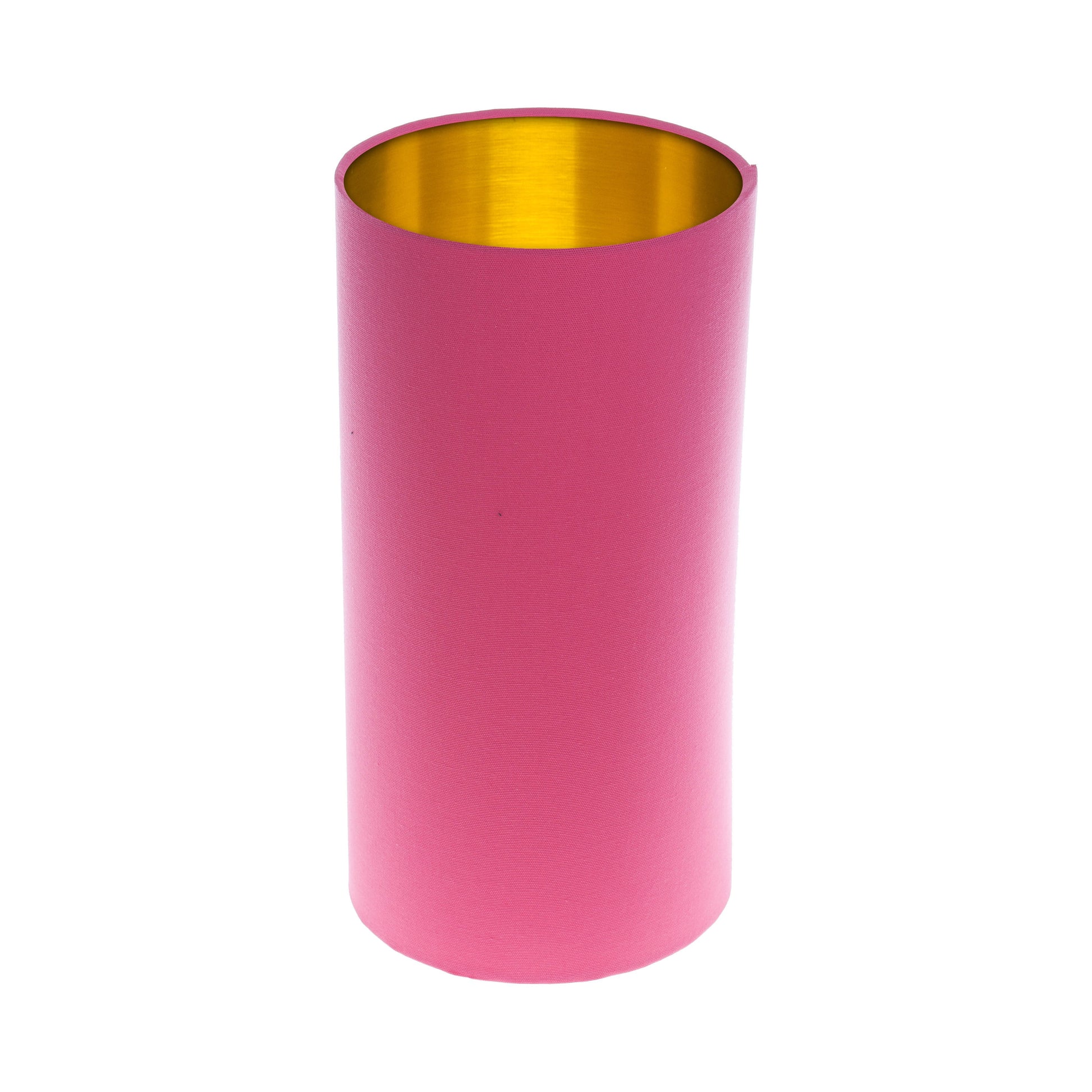 Sorbet Bright Pink Tall Drum Lampshade Brushed Gold Inner