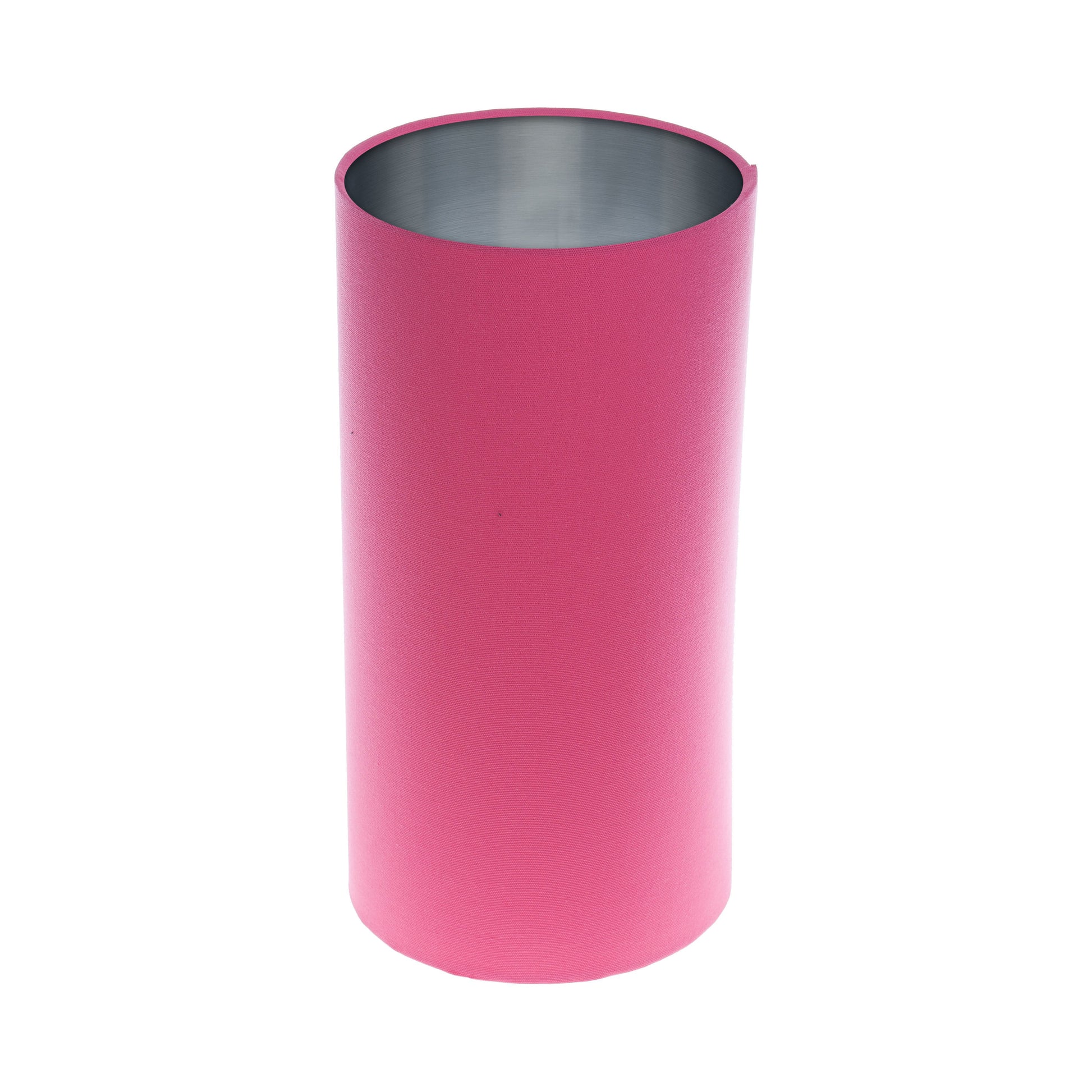 Sorbet Bright Pink Tall Drum Lampshade Brushed Silver Inner