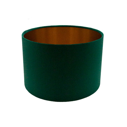 Voyage Emerald Green Velvet Drum Lampshade Brushed Copper Inner