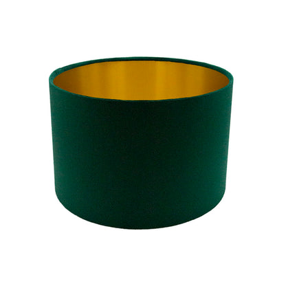Voyage Emerald Green Velvet Drum Lampshade Brushed Gold Inner