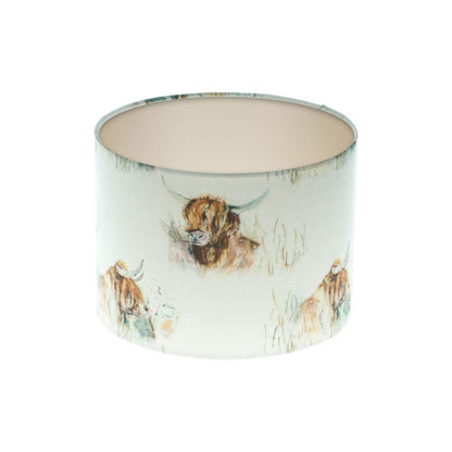 Highland Cattle Drum Lampshade Champagne Inner