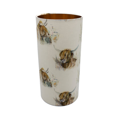 Voyage Highland Cattle Tall Drum Lampshade