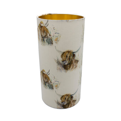 Voyage Highland Cattle Tall Drum Lampshade