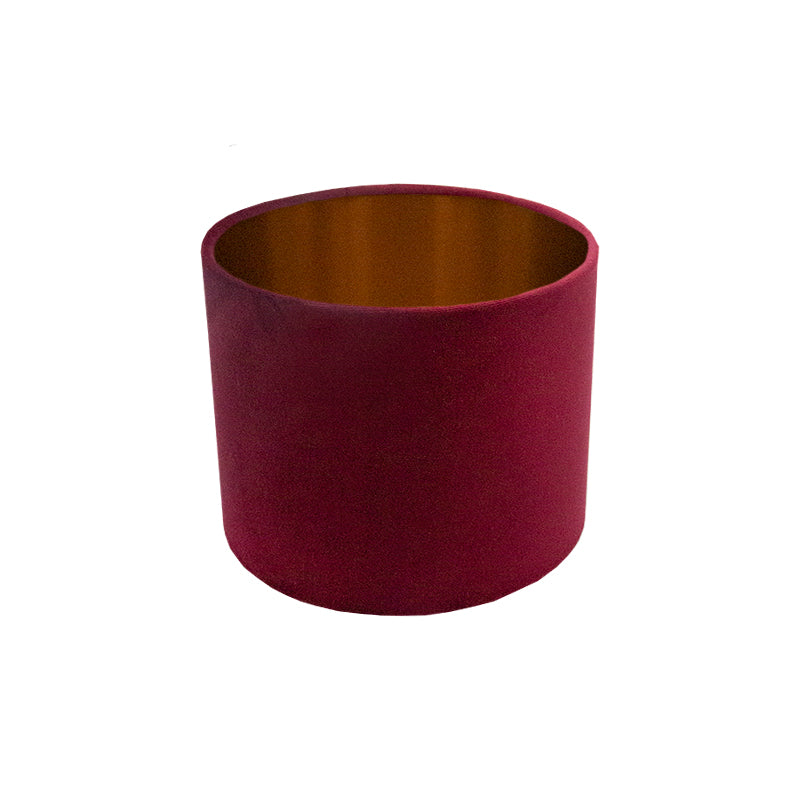 Voyage Red Velvet Drum Lampshade Brushed Copper Inner