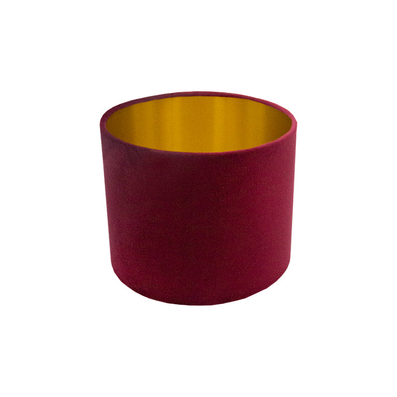 Voyage Red Velvet Drum Lampshade Brushed Gold Inner