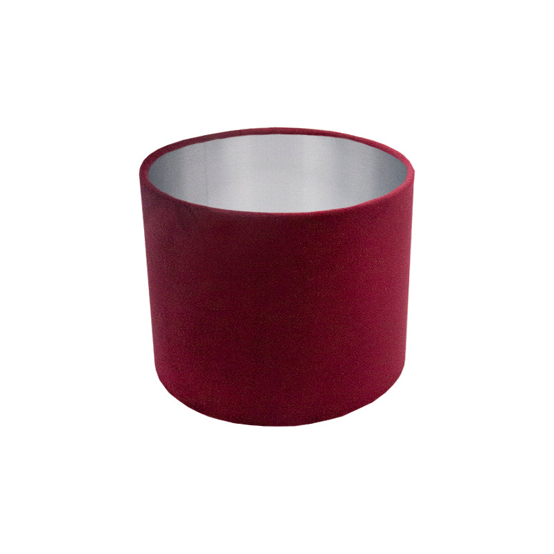 Voyage Red Velvet Drum Lampshade Brushed Silver Inner